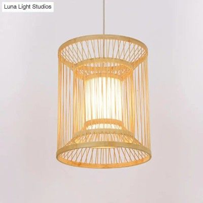 Bamboo cylindrical shaped hanging lamp(#2953)-gallery-0