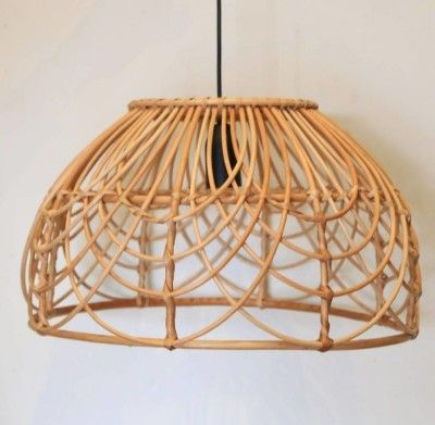 Semi-circular rattan wicker hanging lampshade(#2971)-gallery-0