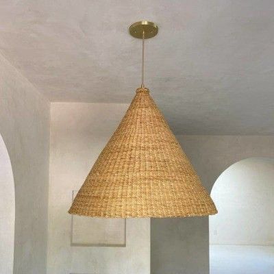 Cone shaped rattan wicker hanging lampshade(#2974)-gallery-0