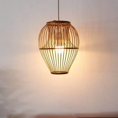 Attractive oval shaped hanging bamboo lamp(#2979)-gallery-0