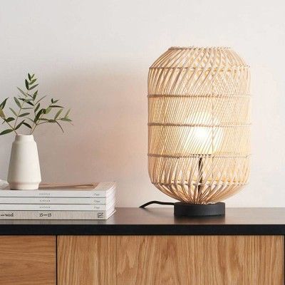 Modern cylindrical shaped rattan wicker table lampshade(#2990)-gallery-0