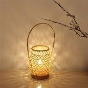 Modern bamboo wicker table lampshade with handle(#2991) - Getkraft.com