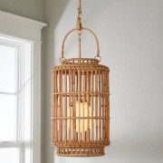 Bamboo high quality wicker hanging lampshade with handle(#3002) - Getkraft.com