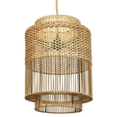 Rattan high quality cylindrical shaped wicker hanging lampshade(#3022)-gallery-0