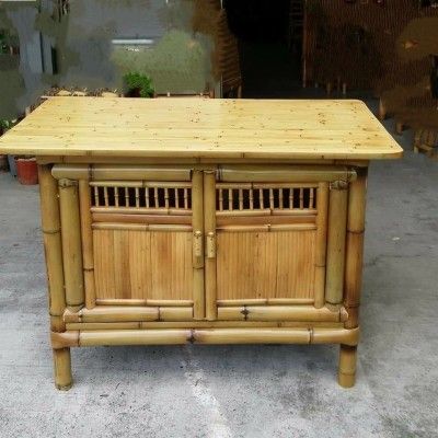 Modern bamboo serving table with drawer(#3042)-gallery-0