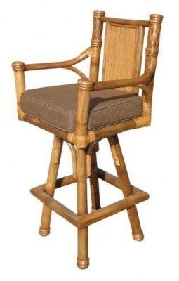 Attractive bamboo varnish colour bar chair with cushion(#3059)-gallery-0