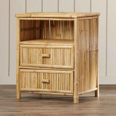 Natural bamboo corner table with two drawer(#3071)-gallery-0