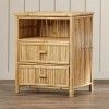 Natural bamboo corner table with two drawer(#3071) - Getkraft.com