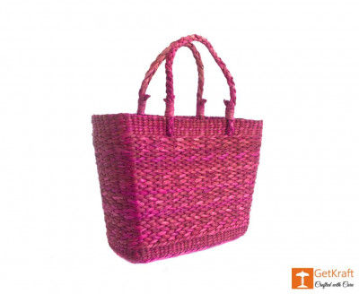 Natural Straw Handmade Purple Shoulder Bag(#377)-gallery-0