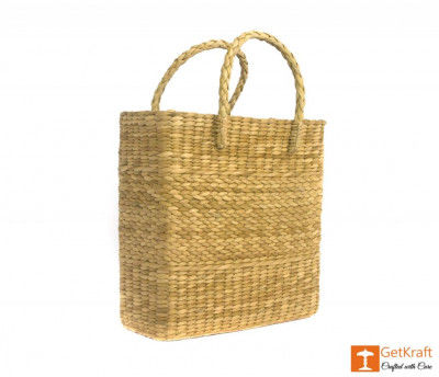 Natural Straw Handmade Shopping Tote Bag(#386)-gallery-0