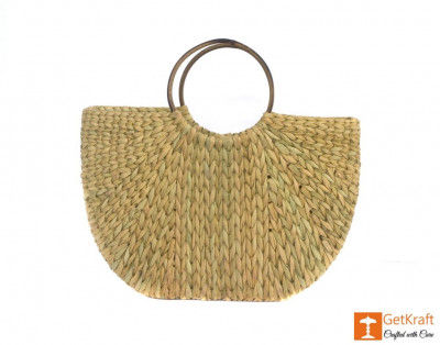 Natural Straw Handmade U- Bag Large(#387)-gallery-0