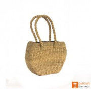 Natural Straw Medium-sized Oval Shape HandBag(#429) - Getkraft.com