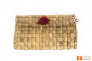 Natural Straw Small Purse with Red-Yellow Button(#434) - Getkraft.com