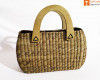 Natural Straw Oval Shaped Handbag with wooden handle(#436)-thumb-0