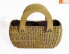 Natural Straw Oval Shaped Handbag with wooden handle(#436)-thumb-1