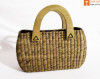 Natural Straw Oval Shaped Handbag with wooden handle(#436) - Getkraft.com