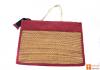 Jute - Natural Straw Handicraft Handbag with Maroon border(#446)-thumb-1