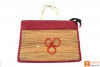 Jute - Natural Straw Handicraft Handbag with Maroon border(#446) - Getkraft.com