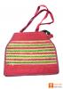 Natural Straw - Jute bag Handmade with Multicolored stripes(#449)-thumb-1