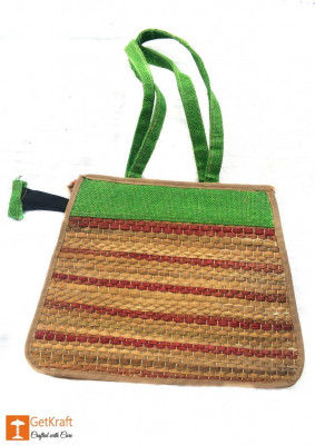 Trendy and colorful Jute - Natural Straw Handbag (Green and Brown patterns)(#450)-gallery-0