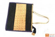 Jute Natural Straw Black and Natural Jute color Zip closure Bag(#451) - Getkraft.com