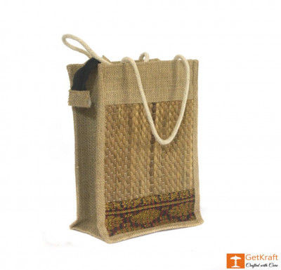 Solid Jute and Natural Straw Handbag (Multicolored patterns)(#456)-gallery-0