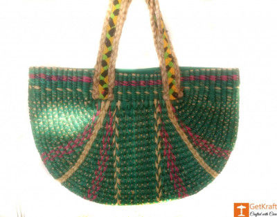 Large Natural Straw Multicolored Handbag(#517)-gallery-0