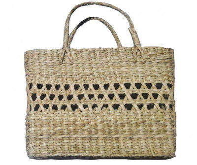 Large Natural Straw Handbag with design(#525)-gallery-0