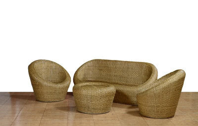 Sofa Set from Cane 3 1 1 with table(#562)-gallery-0