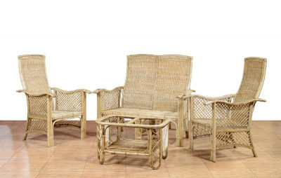 Contemporary Cane Sofa Set - Tea table Set(#563)-gallery-0