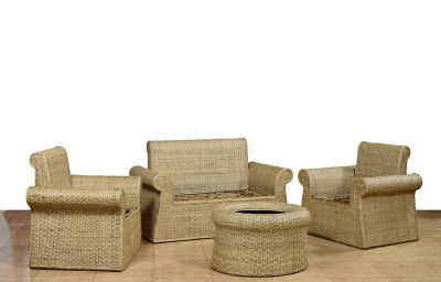 Cane Sofa Set 2 1 1 with table(#568)-gallery-0