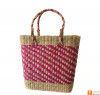 Large Natural Straw Handbag with patterned design in Pink color(#588)-thumb-0