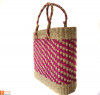 Large Natural Straw Handbag with patterned design in Pink color(#588)-thumb-1