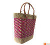 Large Natural Straw Handbag with patterned design in Pink color(#588)-thumb-2