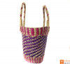 Natural Straw Medium Sized Tote Handbag with multicolored patterns(#590)-thumb-2