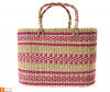 Large Natural Straw Handbag with colored patterns(#592)-thumb-0