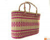 Large Natural Straw Handbag with colored patterns(#592)-thumb-1