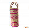 Large Natural Straw Handbag with colored patterns(#592)-thumb-2