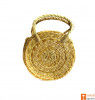 Natural Straw Round Handbag with small handle(#606)-thumb-0