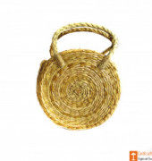 Natural Straw Round Handbag with small handle(#606) - Getkraft.com