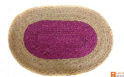 Jute Handmade Doormat (Pink and Natural Jute Color)(#642)-gallery-0