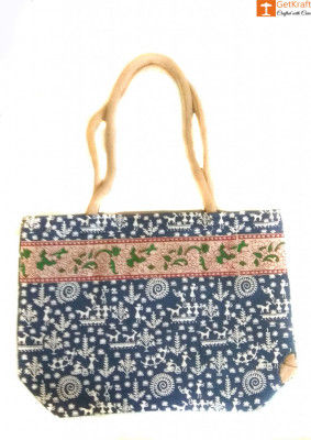 Multipurpose Jute Women Tote Bag (Multicolored)(#658)-gallery-0