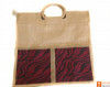 Jute Tote Bag (Maroon and Natural Jute color)(#660) - Getkraft.com