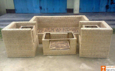 Cane Sofa Setting with Extra Table Set Ideal for Home Decor(#670)-gallery-0