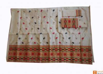 Gorgeous Pat Muga Assamese Mekhela Chador Set(#679)-gallery-0