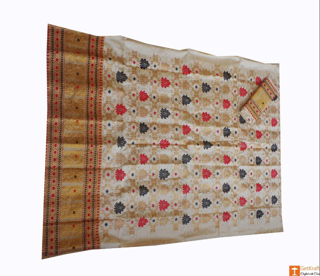 Handloom Classic Traditional Design Muga Silk Saree From Assam , India -  Etsy