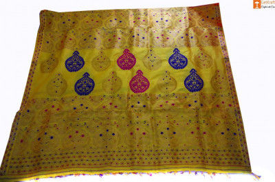 Assamese Silk Saree Pat Silk (Royal Yellow)(#697)-gallery-0