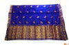 Contrasting Navy Blue and Golden Chador Mekhela Set from Sualkuchi(#711) - Getkraft.com