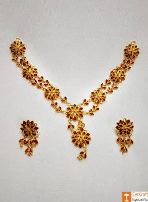 Xewali Phool Haar Set Assamese Traditional Designer Jewellery(#730)-gallery-0