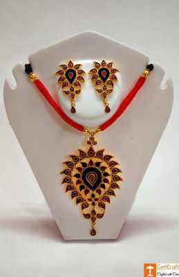 Jethipata Pendant Necklace Set Assamese Designer Jewellery from Assam(#733)-gallery-0